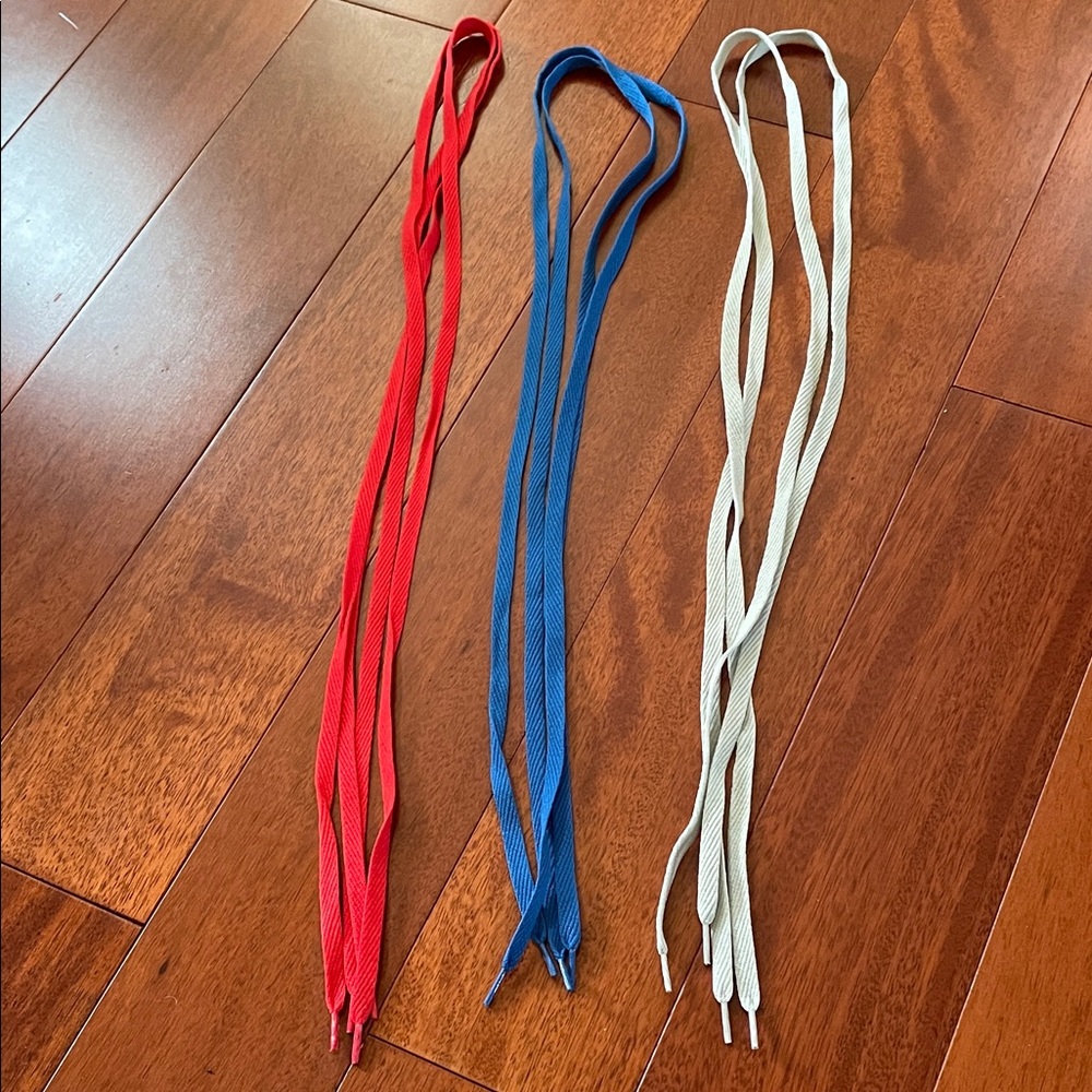 Set of Red, Blue, and Grey Shoelaces, NWOT